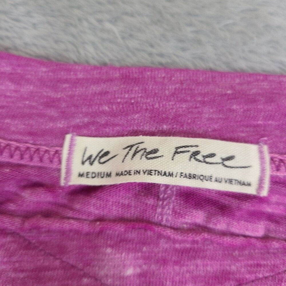 We the‎ Free Sundance Slouchy T-Shirt Azalea Pink Distressed V-Neck, Size M - Picture 2 of 6